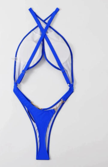 Belted one-piece swimming suit for women